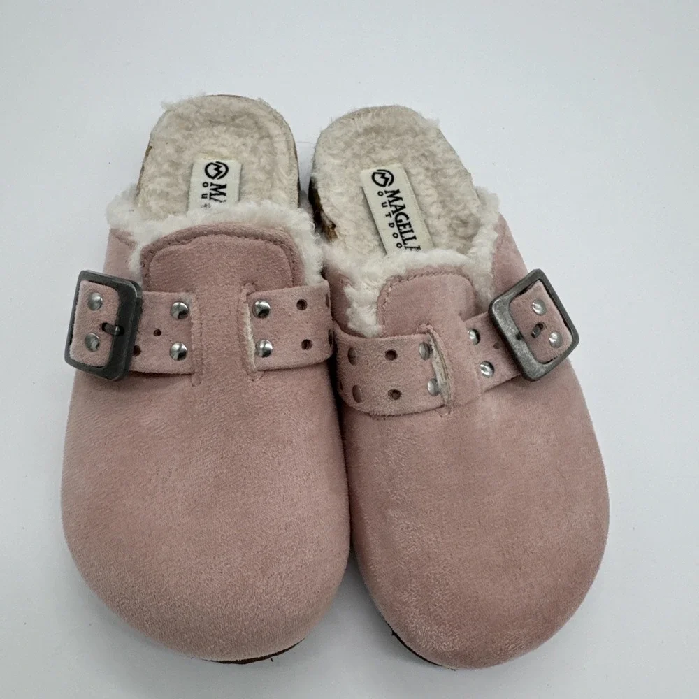 Magellan Girls Pink Suede Buckle Fashion Clogs 11D Worn Once